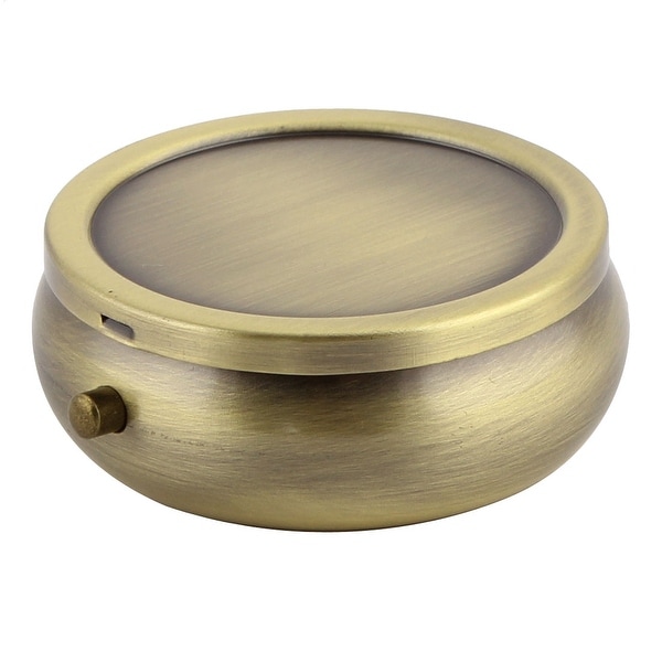 Metal Round Shaped 3 Grid Moistureproof Pill Storage Box Bronze Tone