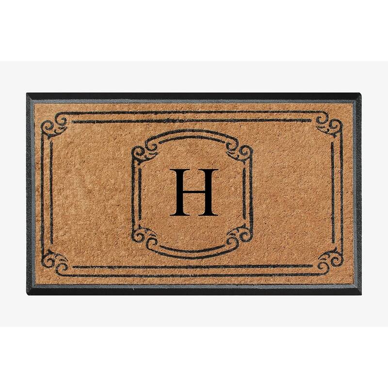 A1HC Natural Coir Monogrammed Door Mat For Front Door, 30"x48" - H