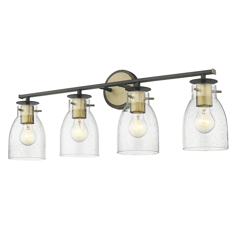 Shelby Oil Rubbed Bronze/ Antique Brass Bath/ Vanity Fixture w/ Clear Seedy Glass