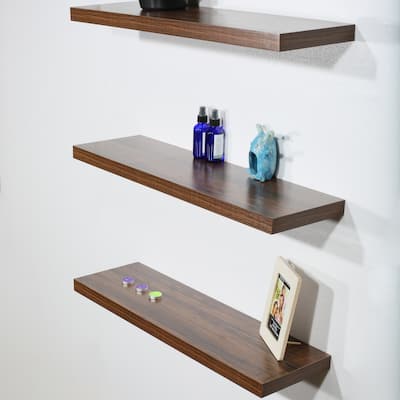 Set of 3 Modern and Contemporary Antique Walnut Floating Shelves - 9.25*31.5*1.5 inches