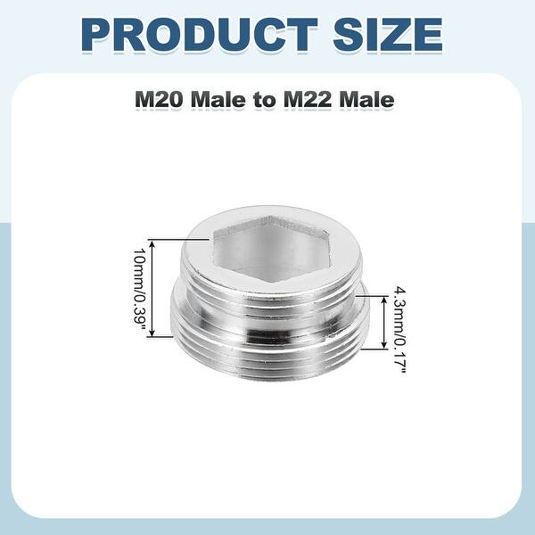 dimension image slide 5 of 23, Faucet Aerator Adapter, Male to Male Brass Faucet Adapter with Washer for Kitchen Bathroom Sink Water Filter - Silver