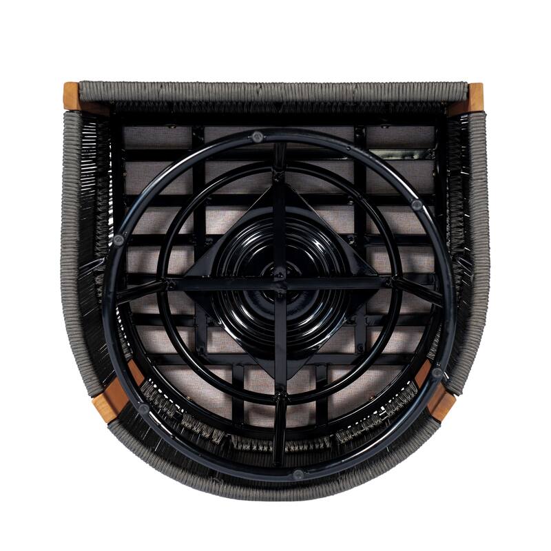 Christopher Knight Home - Ronan Outdoor Acacia Wood Dining Set with Swivel Rope Armchairs & Curved Leg Dining Table, Teak Finish