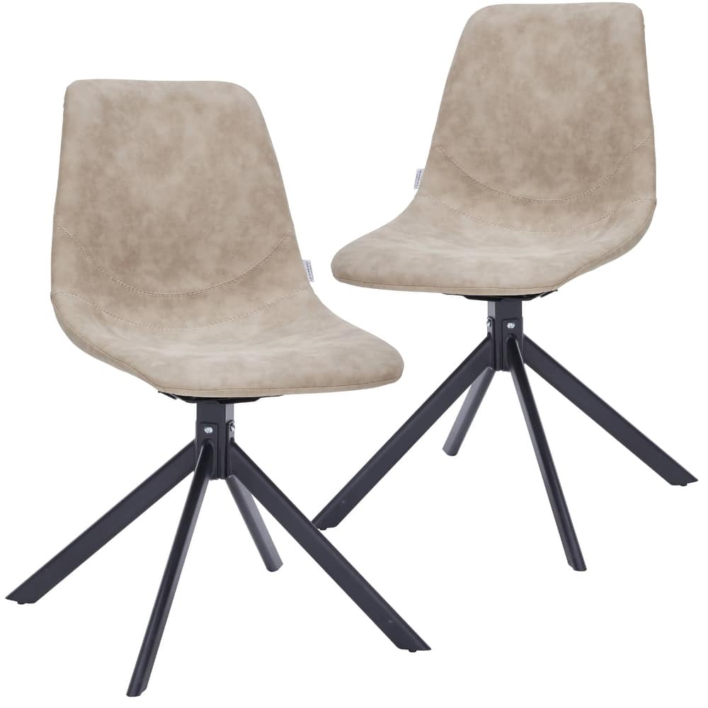 Markley Ergonomic Leather Upholstered Dining Chair with Swivel Function, Iron legs, Modern Accent Side Chair Set of 2