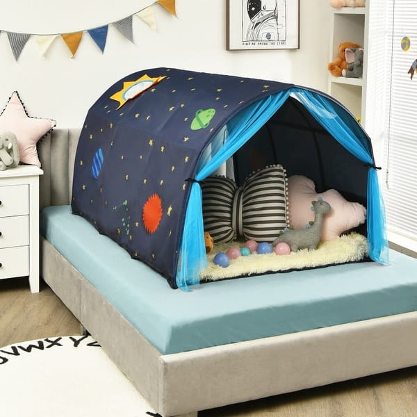slide 2 of 20, Kids Galaxy Starry Sky Dream Portable Play Tent with Double Net Curtain - 57" (L) x 40" (W) x 32.5" (H) 57" (L) x 40" (W) x 32.5" (H) - Blue