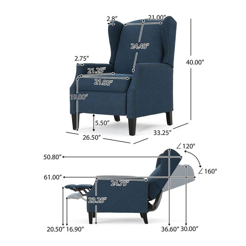 Traditional Fabric Recliner Chairs with Studded Border by Christopher Knight Home