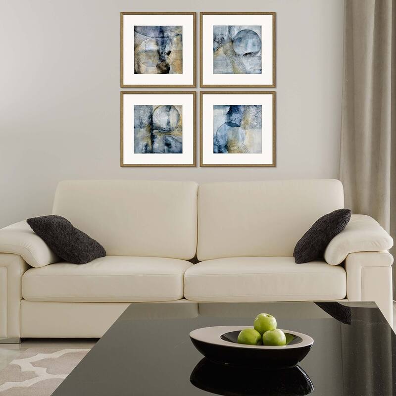 Sphere S/4 Framed Art Giclee Under Glass - Blue