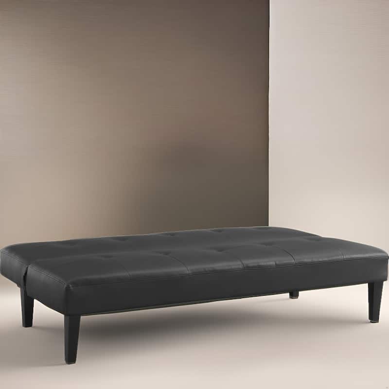 Modern Futon Sofa Bed, Convertible Couch with Wooden Legs, Recliner