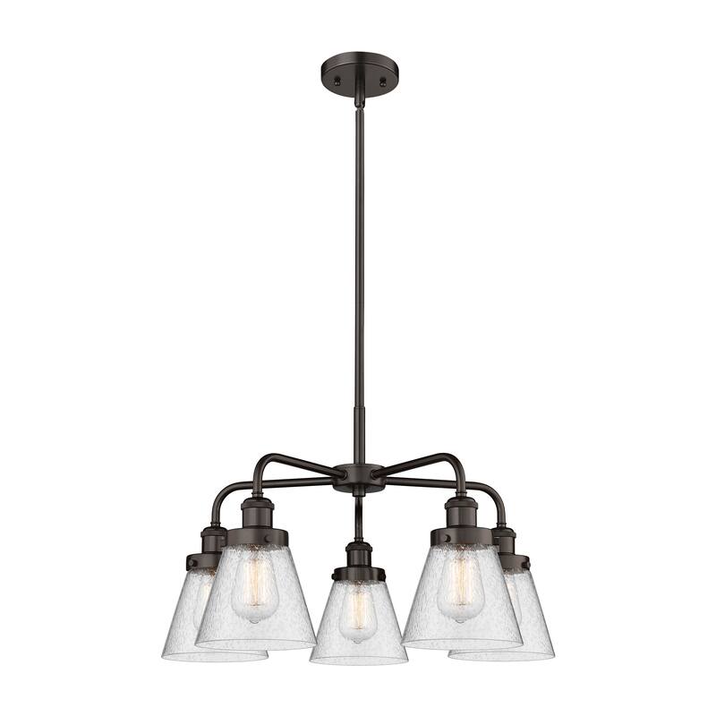 Innovations Lighting Cone - 5 Light 24" Stem Hung Chandelier - Oil Rubbed Bronze/Seedy