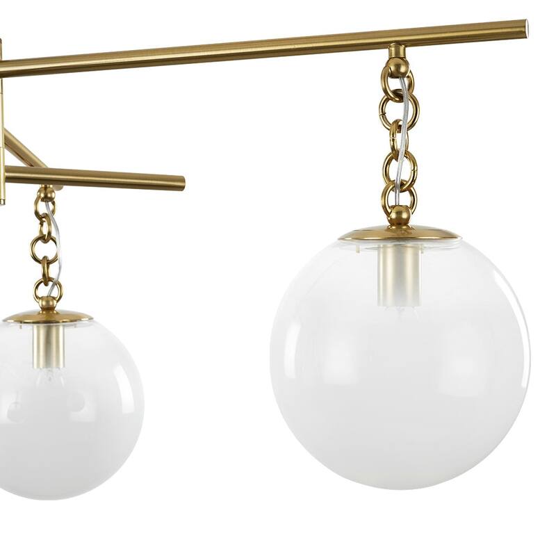 Mid-Century 3-Light White Glass Bubble Linear Sputnik Chandelier