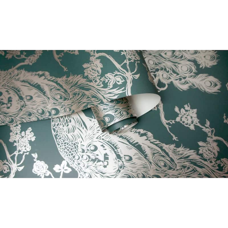 Glistening Peacock Non-Pasted Wallpaper– 396 in x 20.8 in