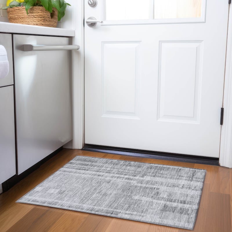Premium Washable Super Soft Casual Contemporary Mayfield Rug - Gray - 1'8" x 2'6"