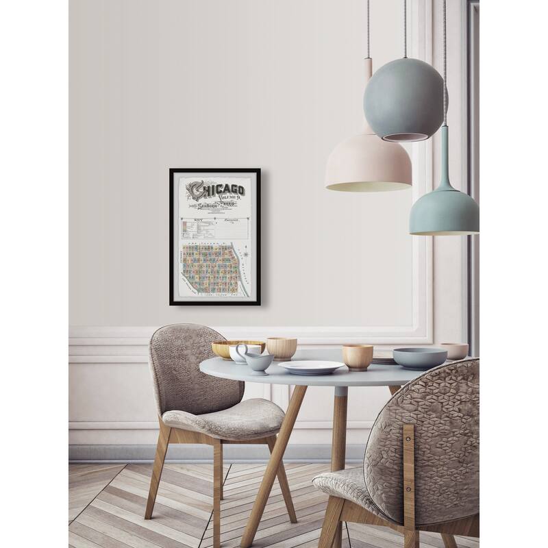 'Chicago Block Map' Framed Painting Print