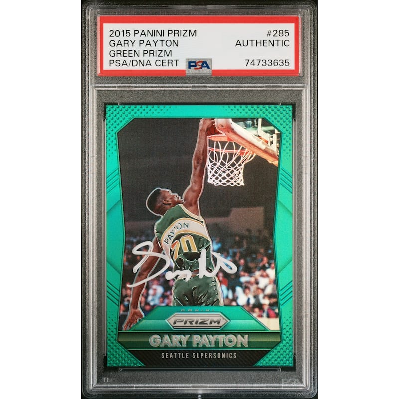 Gary Payton 2015 Panini Green Prizm Signed Basketball Card #285 Auto PSA - 8'6" x 11'6"