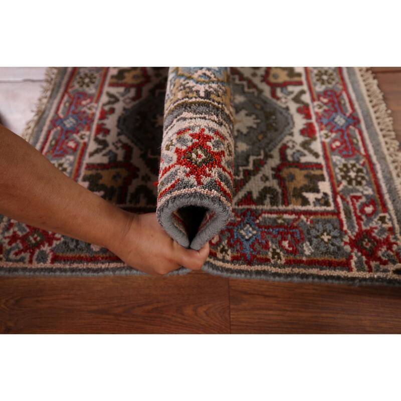 Gray Heriz Serapi Indian Accent Rug Hand-Knotted Oriental Wool Carpet - 2'1" x 3'1"