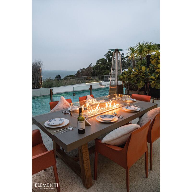 Elementi Sonoma 45,000 BTU Concrete Natural Gas Fire Dining Table with Natural Ashwood Base