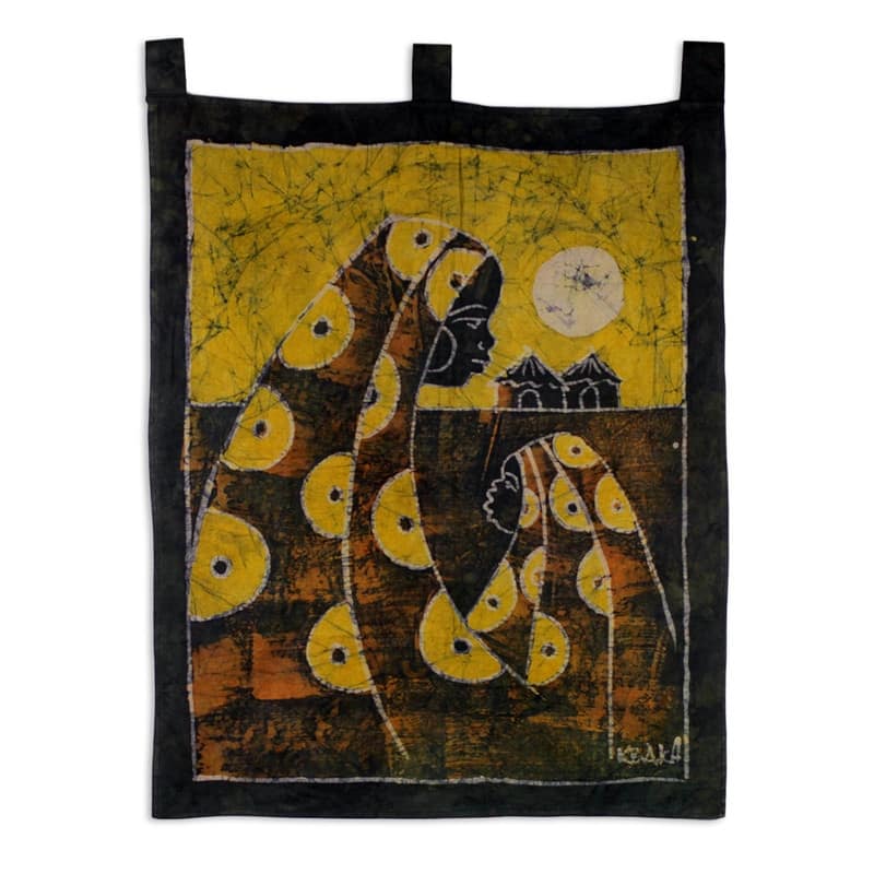 Handmade Mother's Care in Yellow wall hanging (Ghana)