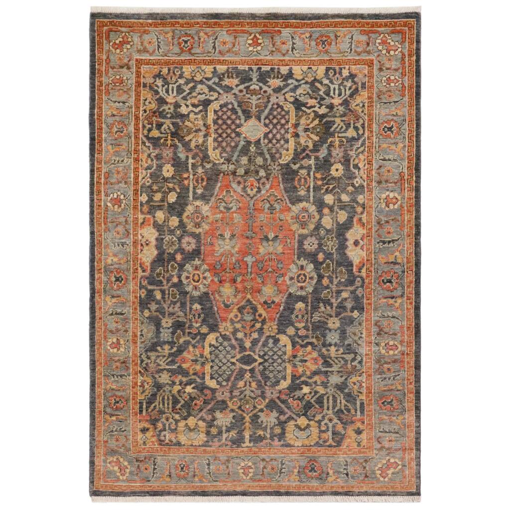 Bohemian Heriz Ziegler Ryan Grey Rust Hand-Knotted Rug - 4'0'' x 5'9''