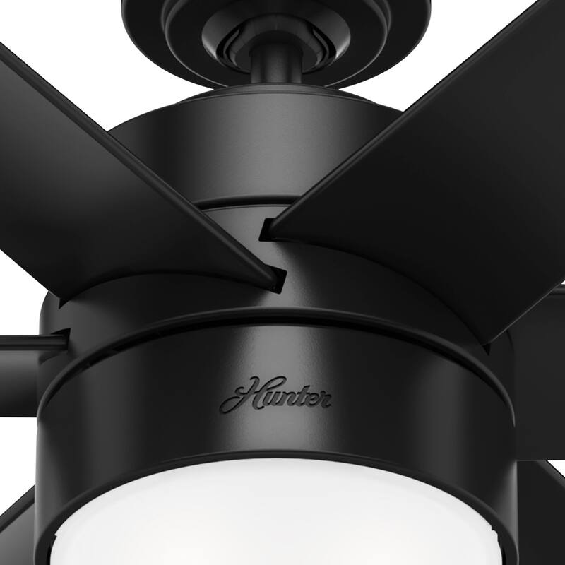 Hunter 60" Solaria Outdoor Damp-Rated Ceiling Fan with LED Light Kit and Wall Control - Contemporary, Industrial - ENERGY STAR!