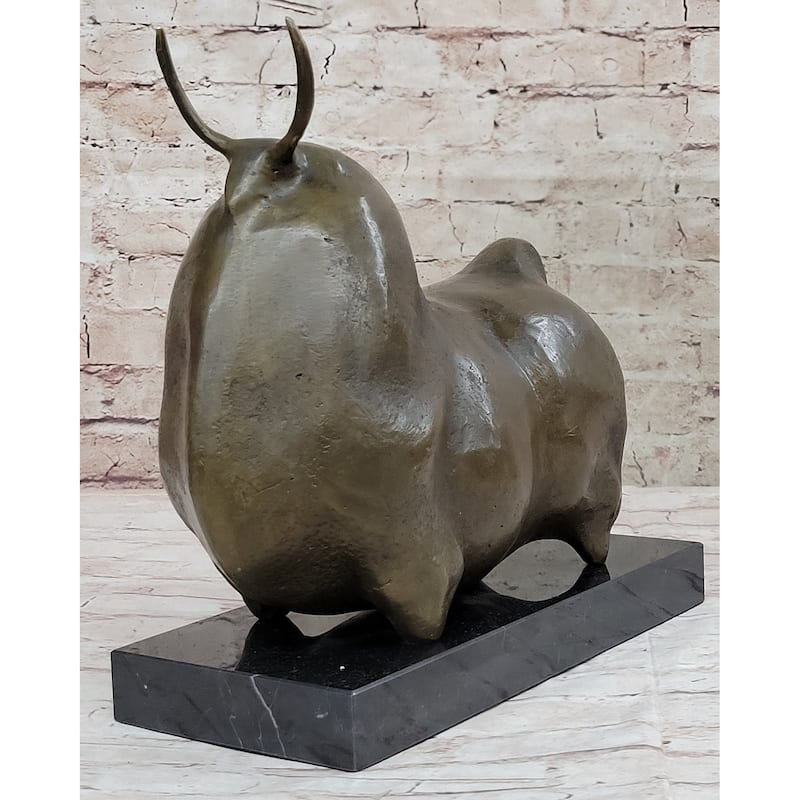 Large Dark Brown Patina Fighting Bull Modern Art By Botero Bronze Sculpture S