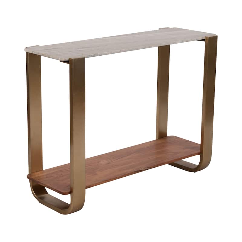 Sagebrook Home Modern Glam 31"H Gold Marble Top Console Table - 42"x15"x31"
