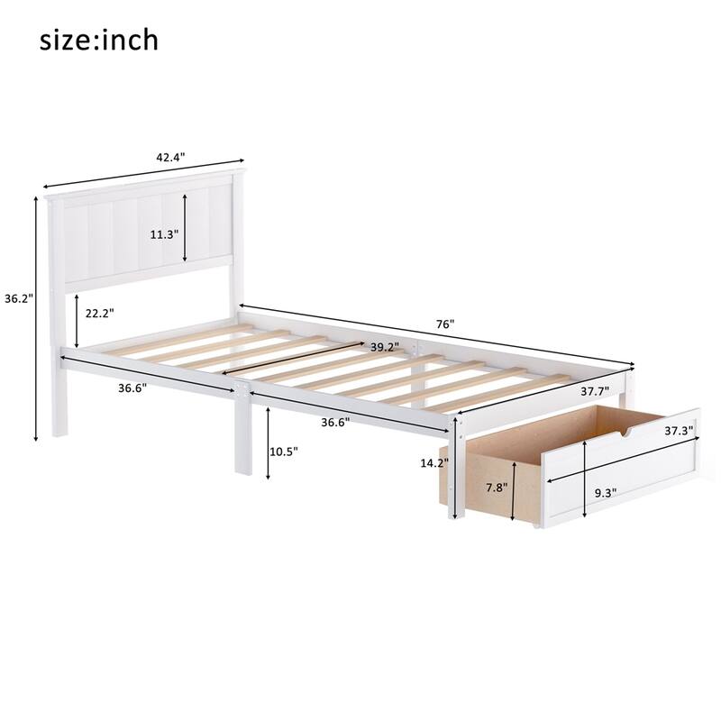 Platform Bed with Under-bed Drawer