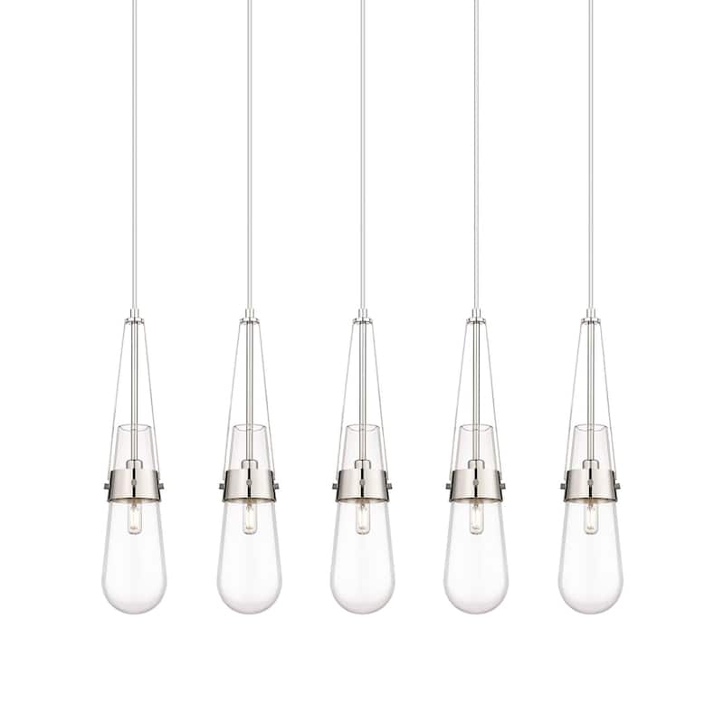 Innovations Lighting 125-452-1P-21-37 Milan Pendant Milan 5 Light 37" - Polished Nickel / Clear