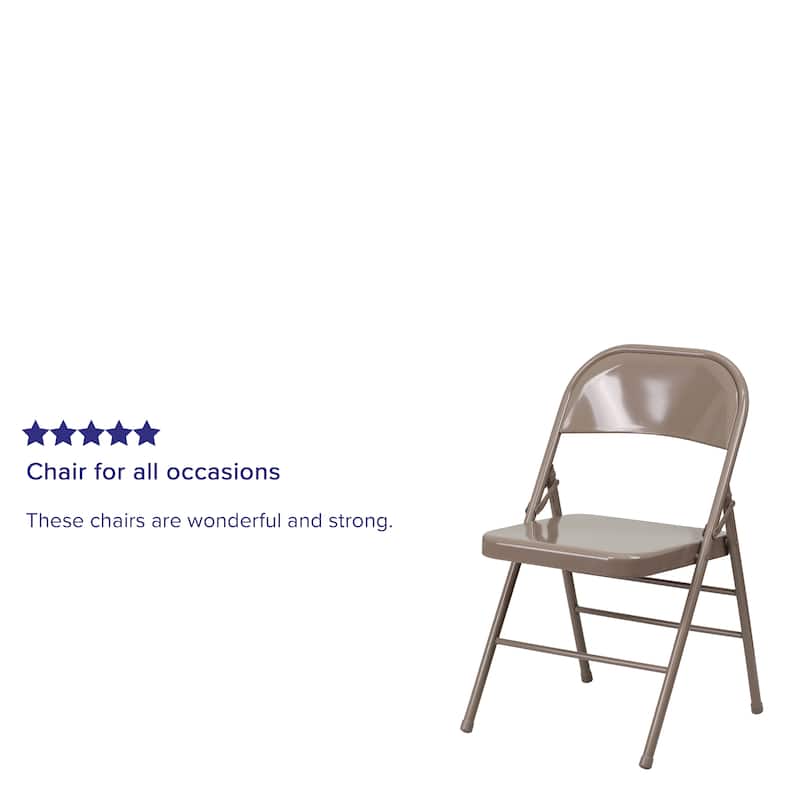 4 Pack Triple Braced & Double Hinged Metal Folding Chair