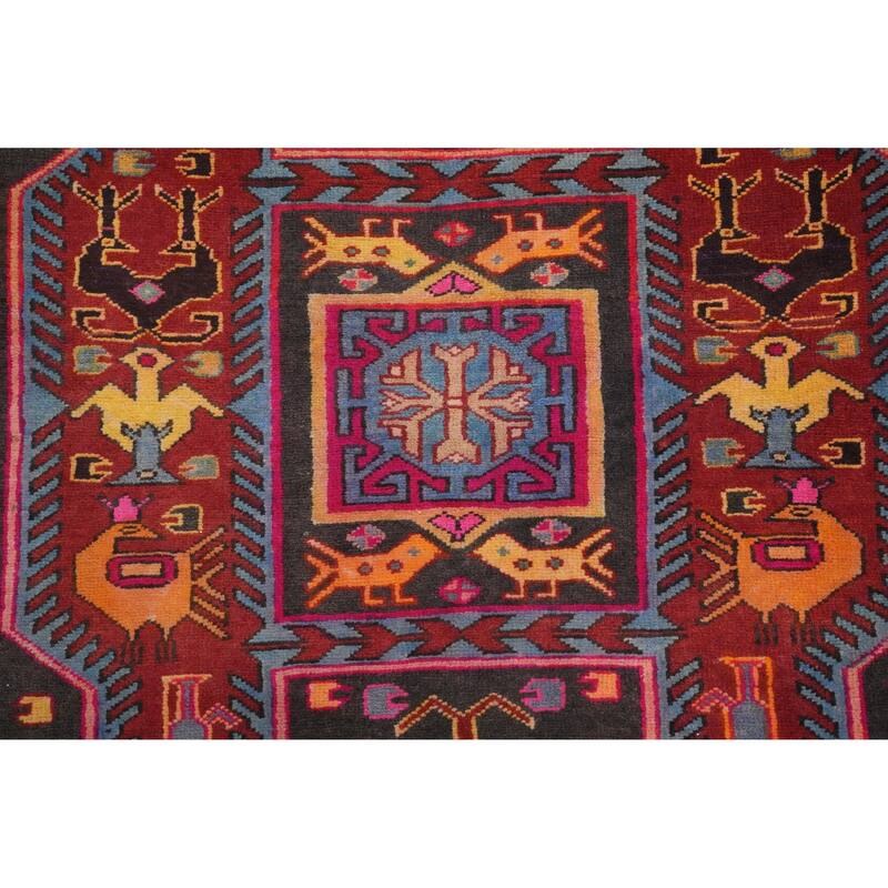 Hand Knotted Oriental 100% Wool Carpet Traditional Tribal Greys & Charcoal Ardebil Runner Rug - 11' 2'' X 3' 8''