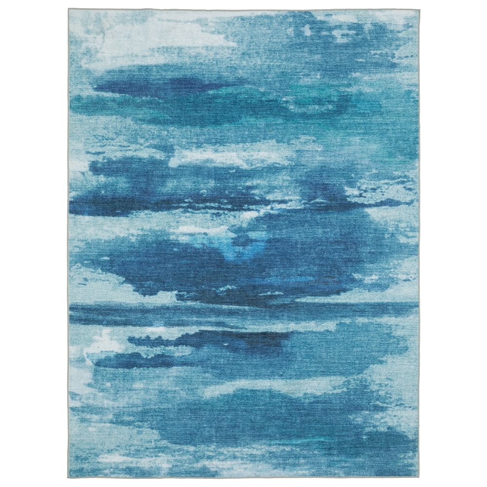 Vista Home Sunderland Abstract Sky Washable Blue/ Ivory Area Rug