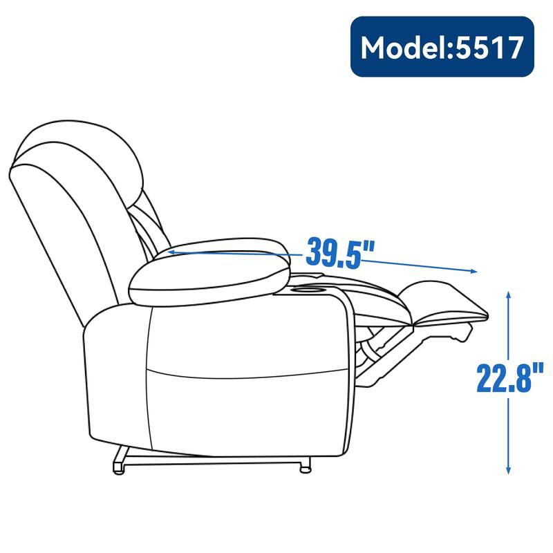 Roomfitters Heavy Duty Power Lift Recliner, Chenille Massage Chair with USB-C Charging and Stainless Cup Holders