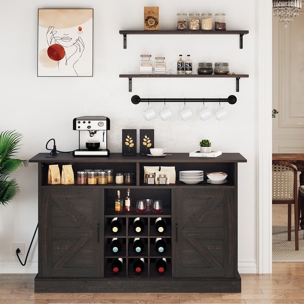Liquor Bar Cabinet All In One Wine Sideboard Floating Storage w Bottle Rack Bed Bath Beyond 40810447