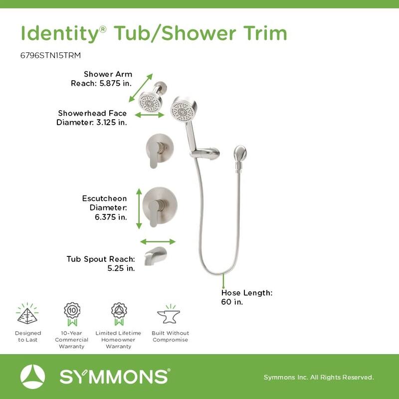 Symmons 679615TRM Identity HydroMersion Pressure Balanced Tub and