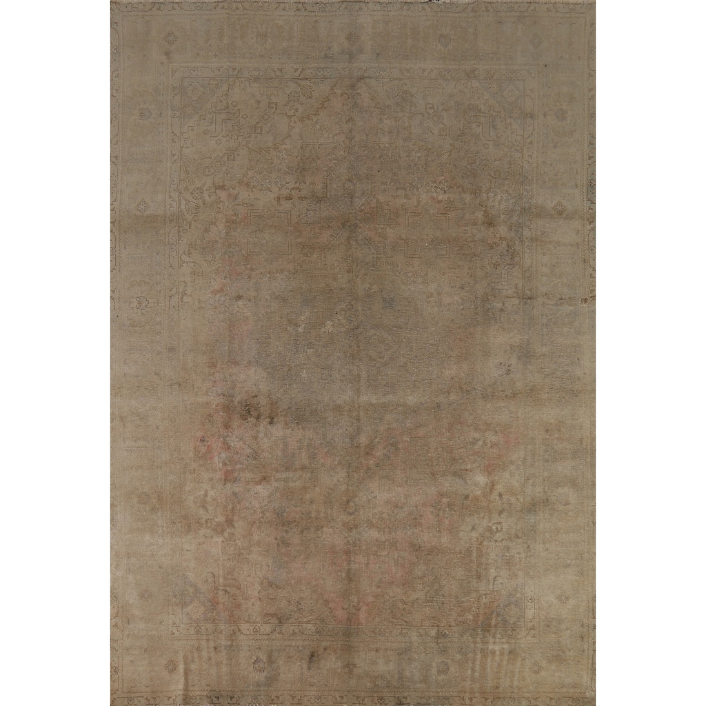 Medallion Geometric Tabriz Persian Vintage Rug Handmade Wool Carpet - 8'2" x 11'4"