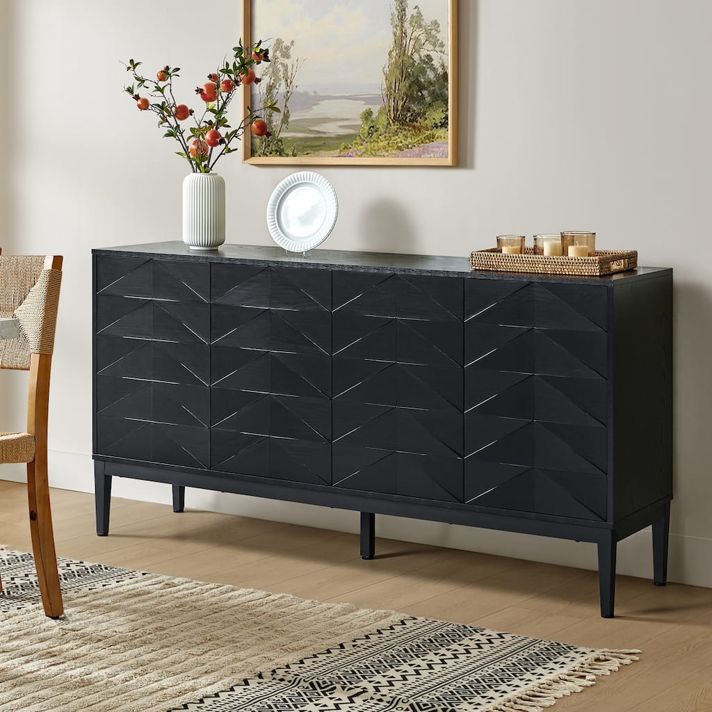 Dennis Modern 63"Wide 4-Door Sideboard with Adjustable Shelves and Cable Management