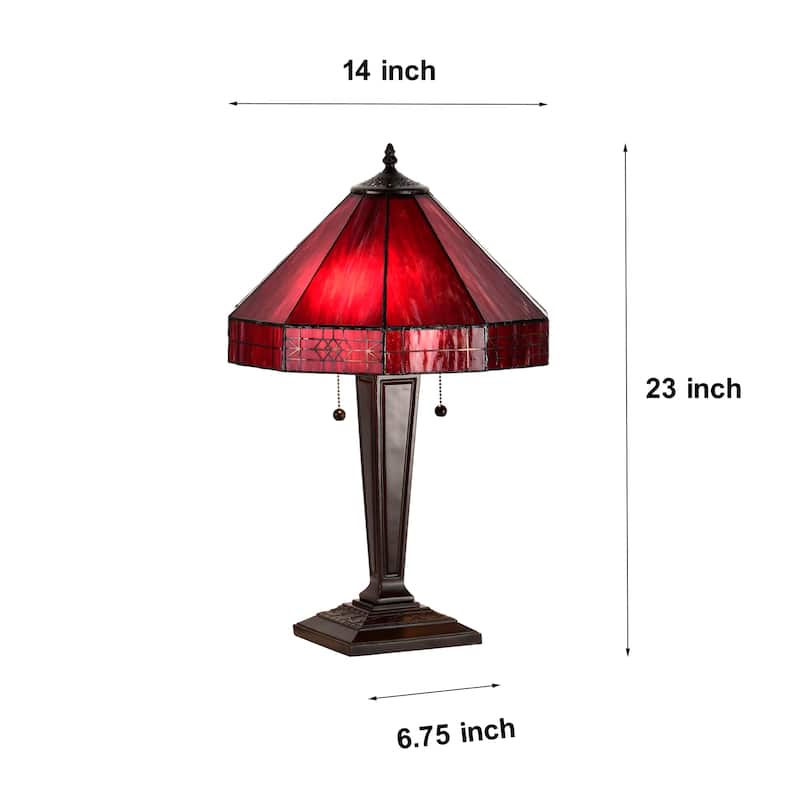 Maeve Tiffany-style 2-light Red Table Lamp