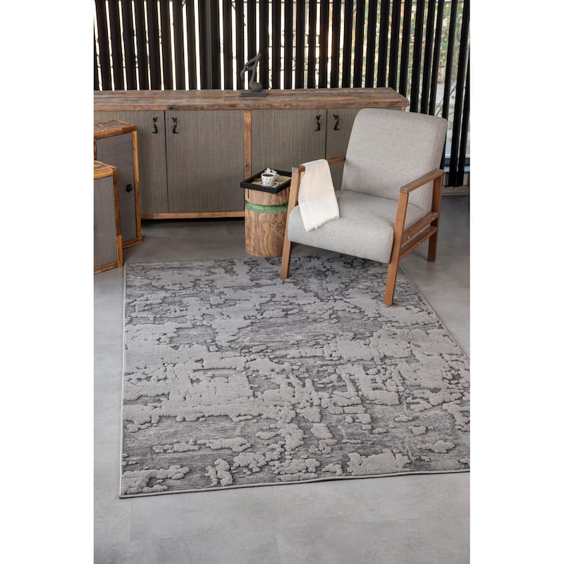 Lana Collection Transitional Gray Geometric Area Rug