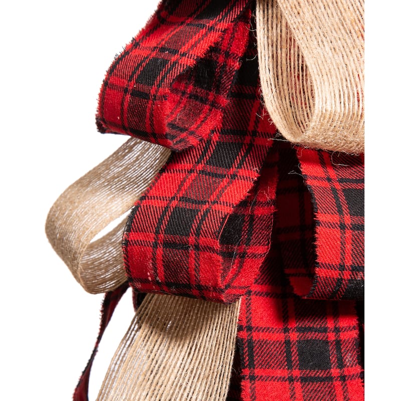 Glitzhome 17"H Christmas Plaid Fabric Tabletop Tree