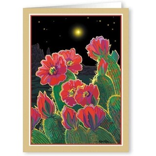 Desert Blooms Christmas Cards - 18 Cactus Flower Western Holiday Cards With Envelopes - 5x7 Size