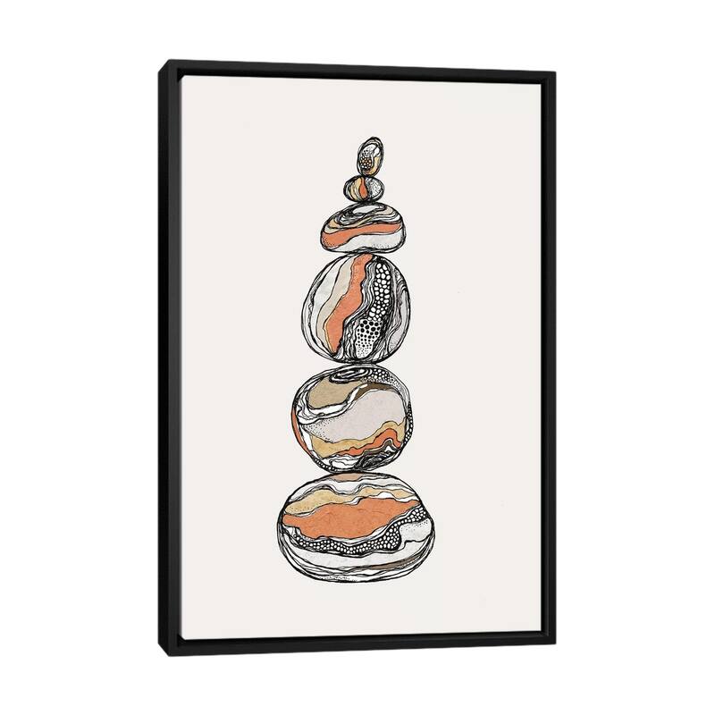iCanvas "Stacked Rocks" by Soul Curry Art & Illustrations Framed - Black - 48x32