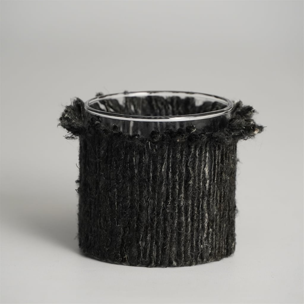 Textured Glass Votive Candle Holder - 3" - Charcoal Gray