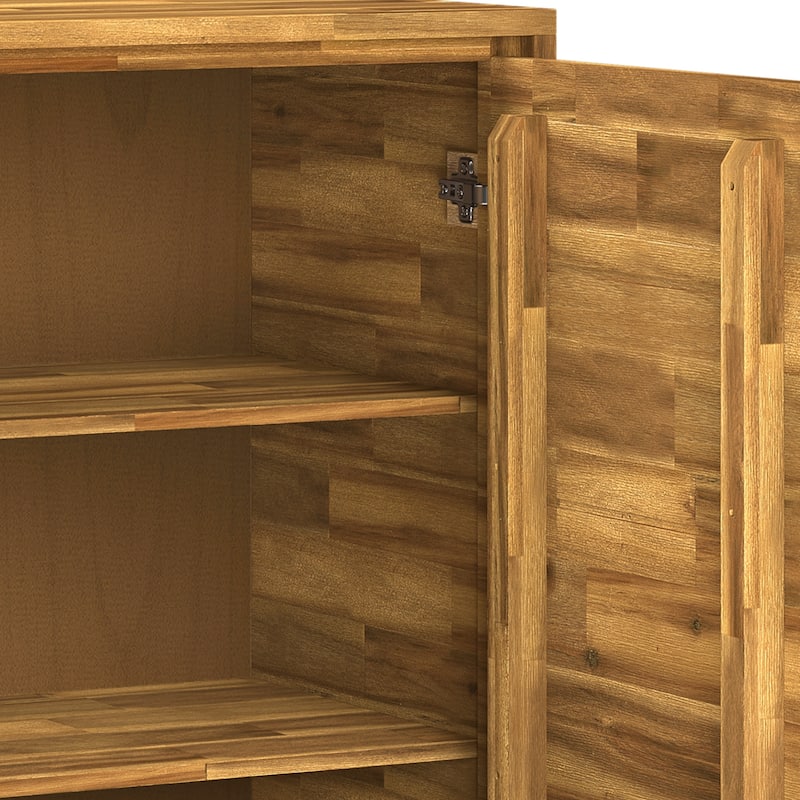 WYNDENHALL Mitchell SOLID WOOD and Metal 39 inch Wide Modern Industrial Medium Storage Cabinet - 39"w x 17"d x 42" h