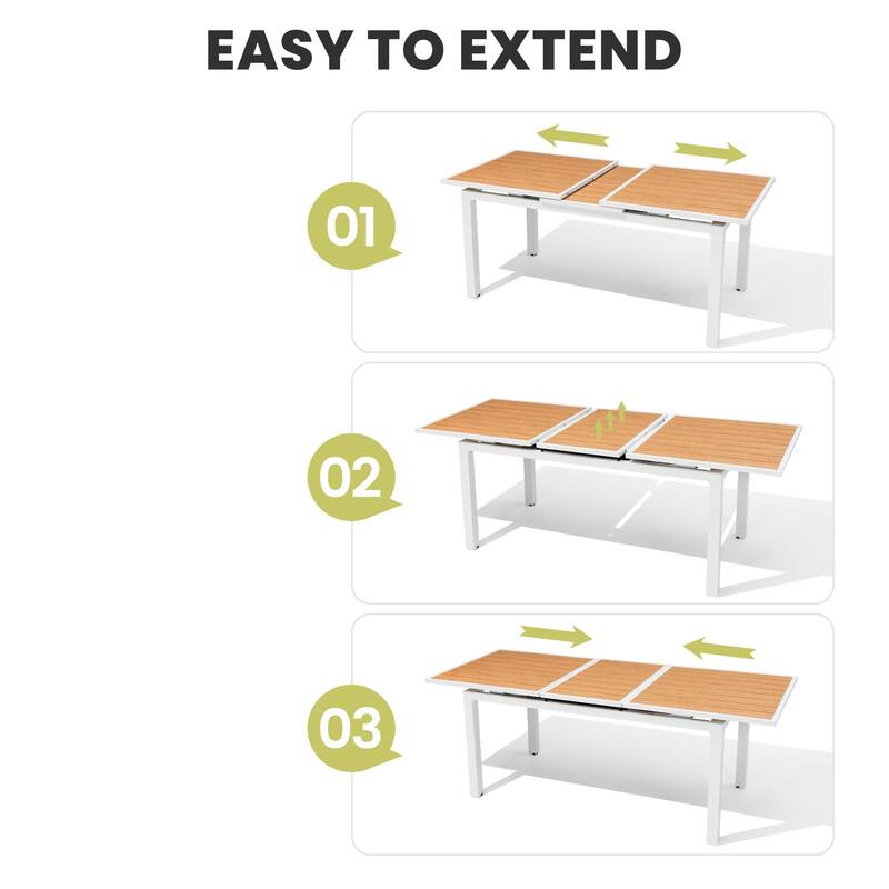 Pellebant Outdoor Aluminum Dining Table Patio Extension Table - 83.1" / 63.2" (L) x 33.66" W x 30.51" H