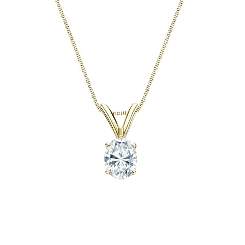Auriya 14k Gold 0.45ctw Oval Solitaire Lab Grown Diamond Necklace 4-Prong Basket (H-I VS) - 0.45