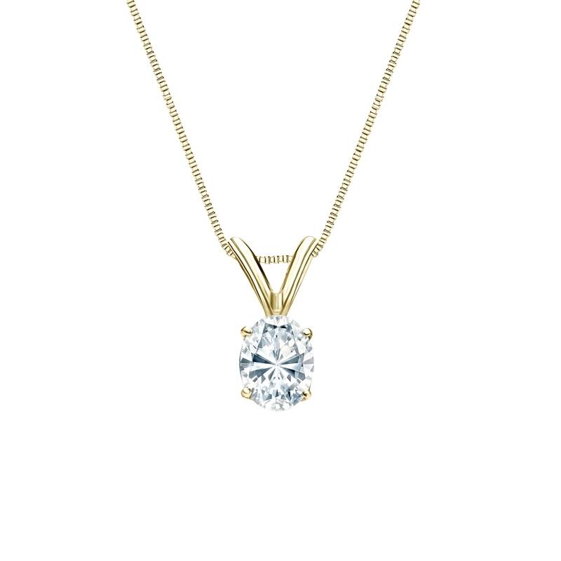 Auriya 18k Gold 0.30ctw Oval Solitaire Lab Grown Diamond Necklace 4-Prong Basket (H-I VS) - 0.3