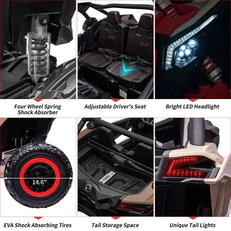 2-Seater Licensed Can-Am Electric Off-Road Ride-On UTV Car for Kids Best Gifts