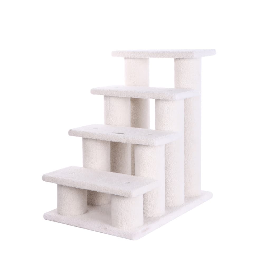 3 Step Real Wood Cat Step Stairs Ramp, Dogs Climber And Kitten Steps - Ivory