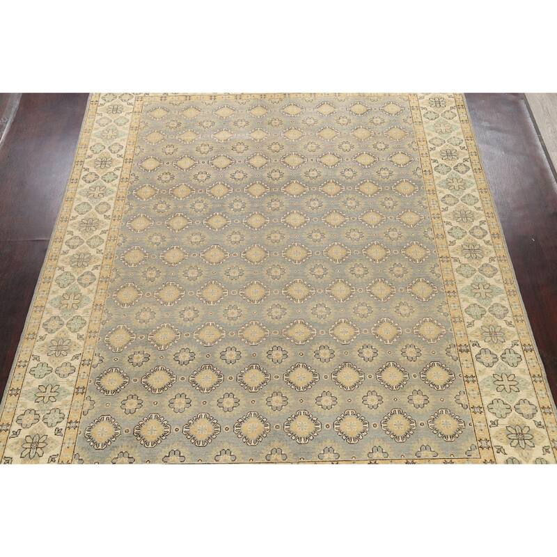 Geometric Khotan Oriental Area Rug Wool Hand-knotted Living Room Carpet - 9'0" x 11'6"