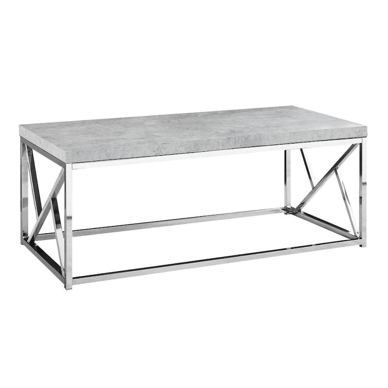 HomeRoots 47" Gray And Silver Cement And Iron Coffee Table