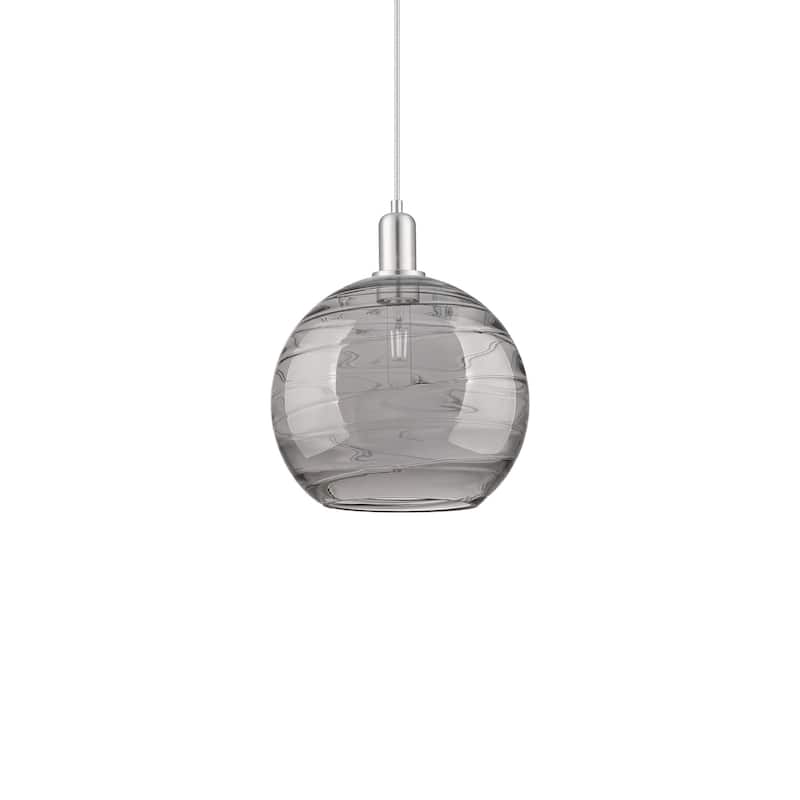Innovations Lighting 716-1P-15-12 Athens Deco Swirl Pendant Athens - Brushed Satin Nickel / Light Smoke Deco Swirl