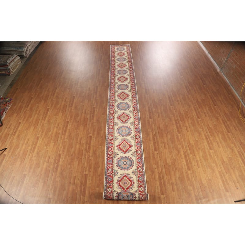Kazak Runner Rug Handmade Hallway Wool Carpet - 2'10" x 25'6"